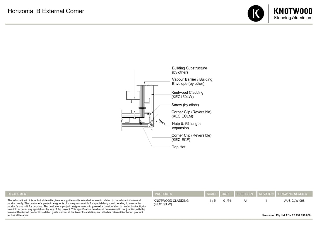Navigate to AUS-CLW-008 - Horizontal B External Corner