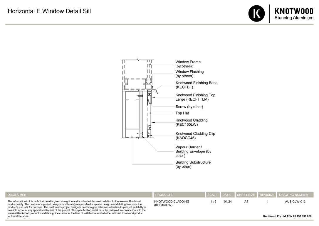 Navigate to AUS-CLW-012 - Horizontal E Window Detail Sill