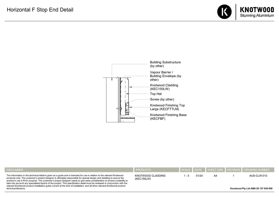 Navigate to AUS-CLW-013 - Horizontal F Stop End Detail