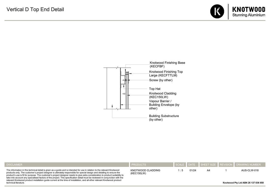 Navigate to AUS-CLW-018 - Vertical D Top End Detail