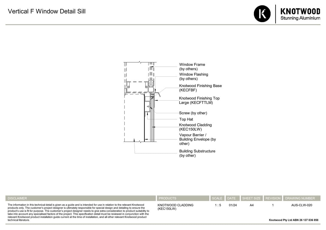 Navigate to AUS-CLW-020 - Vertical F Window Detail Sill