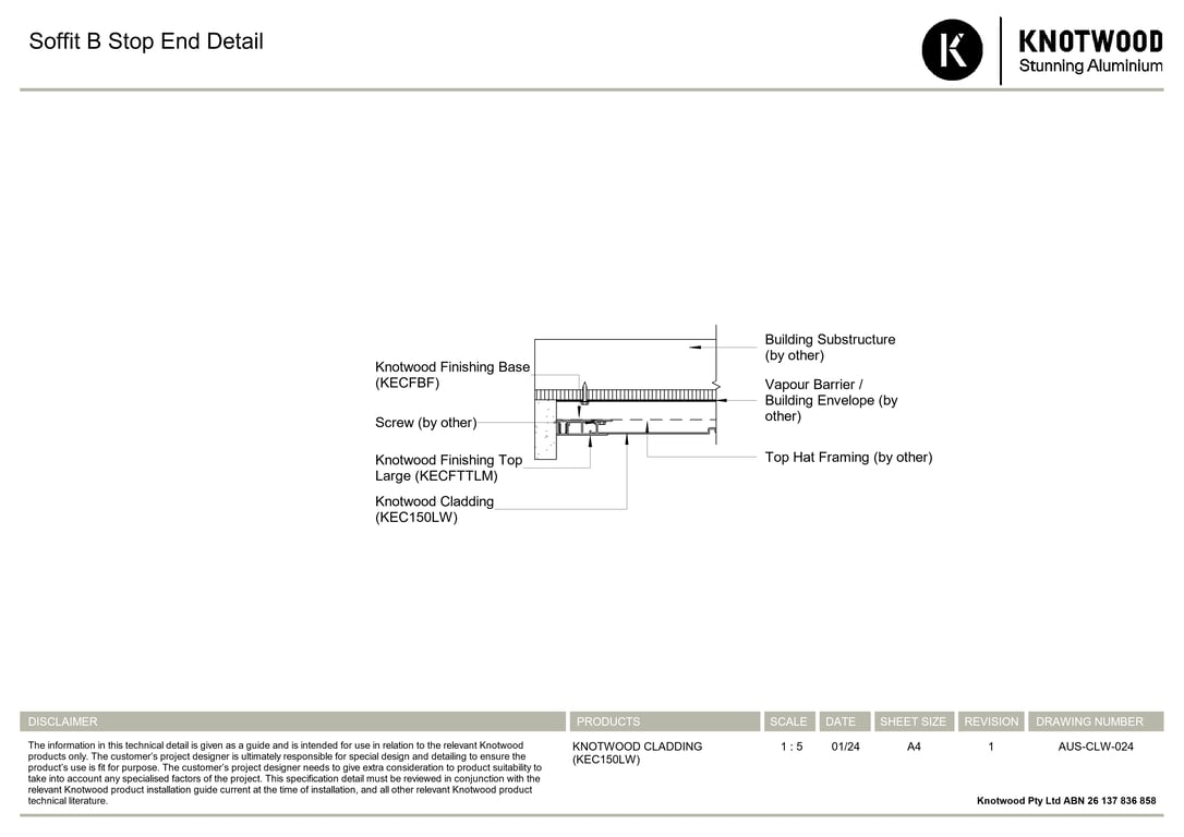 Navigate to AUS-CLW-024 - Soffit B Stop End Detail