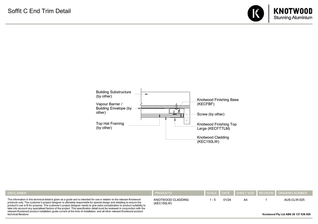 Navigate to AUS-CLW-025 - Soffit C End Trim Detail
