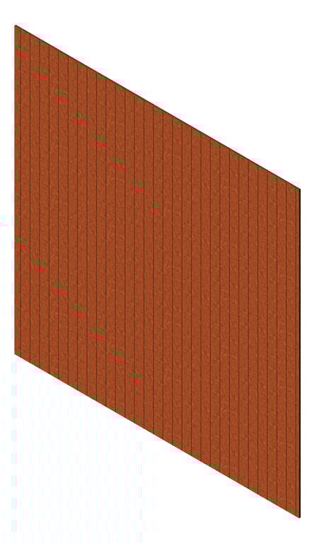 3D Presentation Image of Cladding Aluminium Knotwood Traditional Vertical 100Flat AmberRust