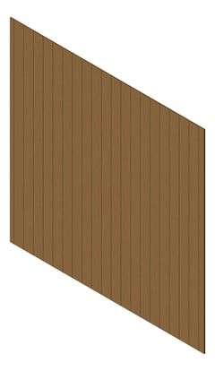 3D Presentation Image of Cladding Aluminium Knotwood Traditional Vertical 150Flat Iroko
