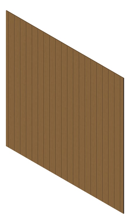 3D Presentation Image of Cladding Aluminium Knotwood Traditional Vertical 150Flat Iroko