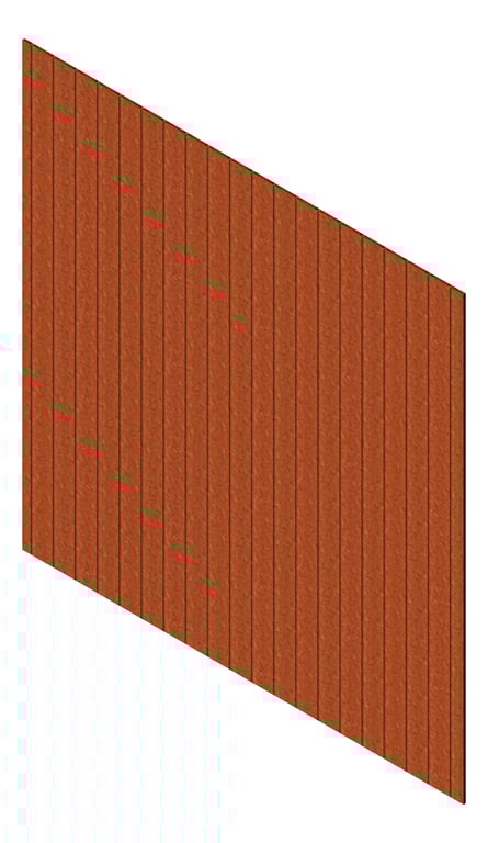 3D Presentation Image of Cladding Aluminium Knotwood Traditional Vertical 150Shadowline AmberRust