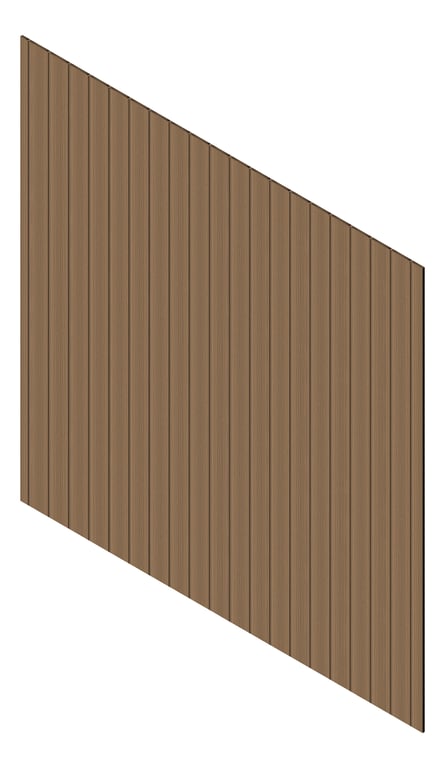 3D Presentation Image of Cladding Aluminium Knotwood Traditional Vertical 150Shadowline FrenchWalnut
