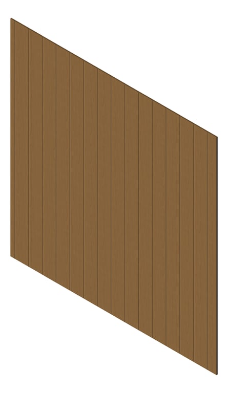3D Presentation Image of Cladding Aluminium Knotwood Traditional Vertical 200Flat Iroko