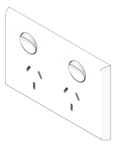 3D Shaded Image of Outlet Power LegrandAU Inspyra Commercial Hor Double 15A