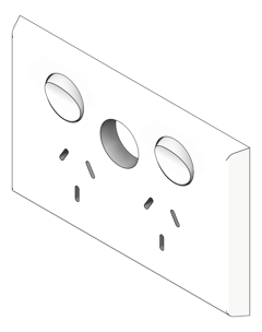 3D Shaded Image of Outlet Power LegrandAU Inspyra Commercial Hor Double ExtraFunction 10A