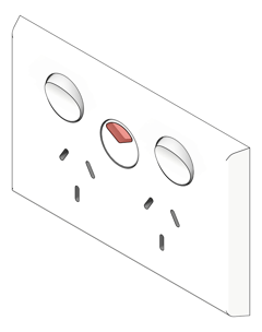 3D Shaded Image of Outlet Power LegrandAU Inspyra Commercial Hor Double PowerIndicator 10A