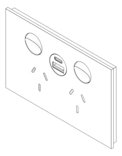 3D Documentation Image of Outlet Power LegrandAU Inspyra Hor Double USB 10A