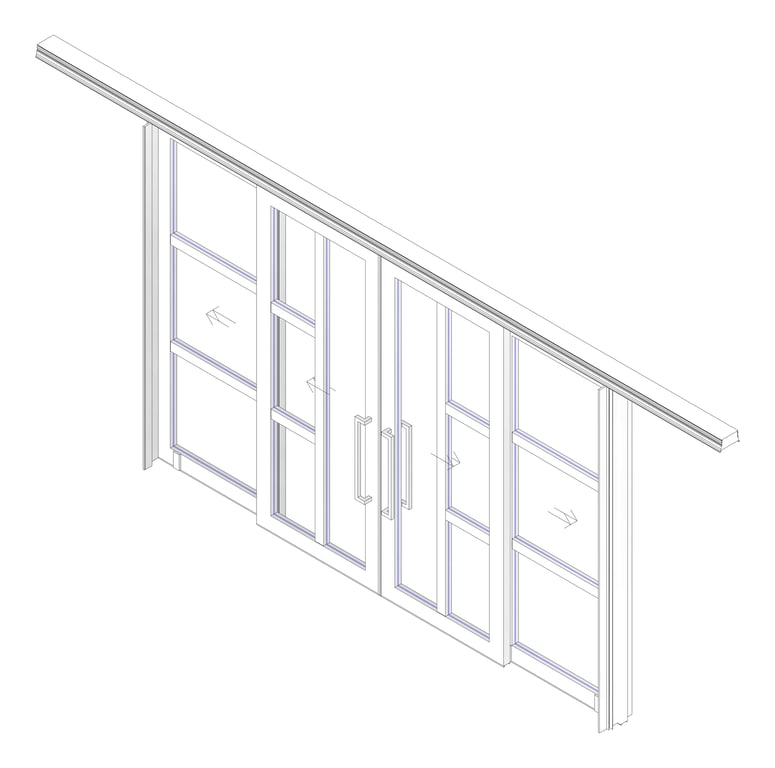 3D Documentation Image of Door Sliding LotusDoors Chorus BiParting Dual Cavity
