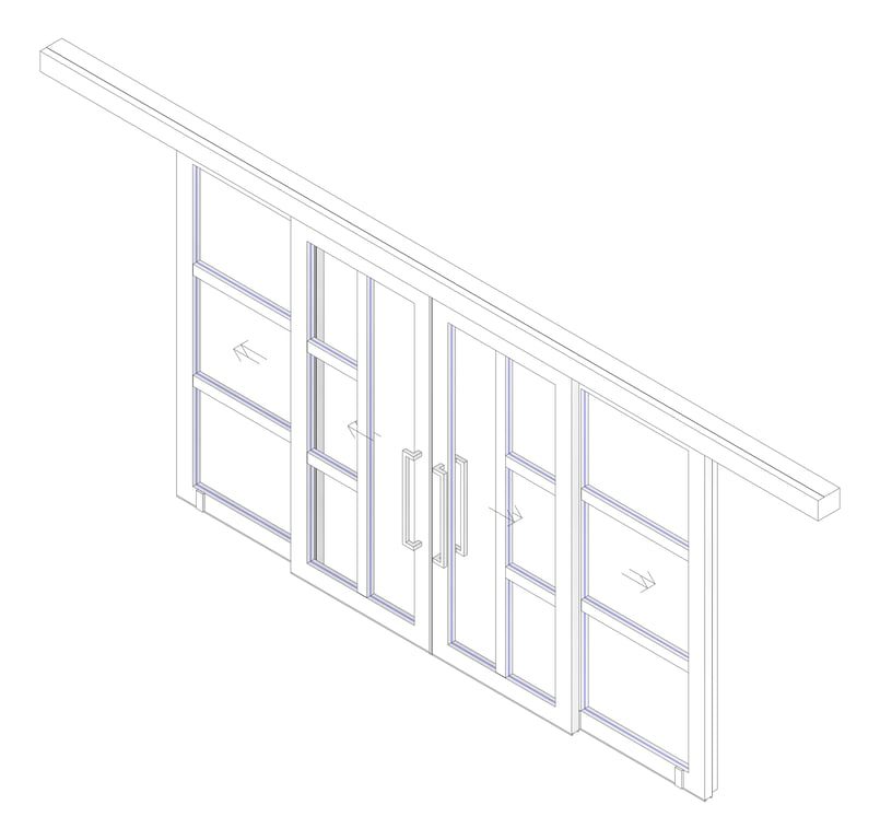 3D Documentation Image of Door Sliding LotusDoors Chorus BiParting Dual FaceFixed