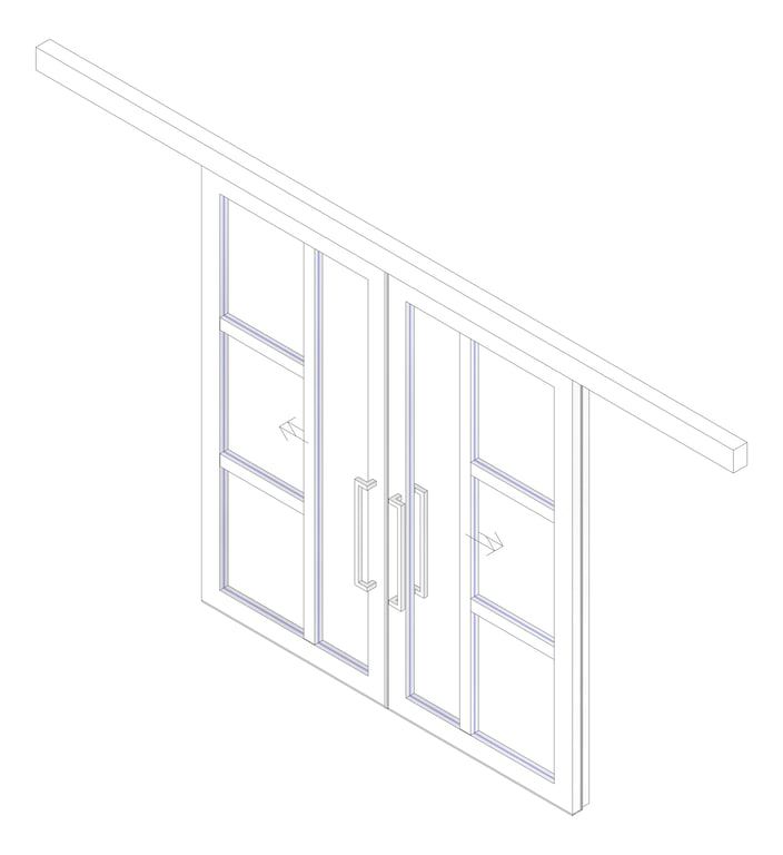 3D Documentation Image of Door Sliding LotusDoors Chorus BiParting FaceFixed
