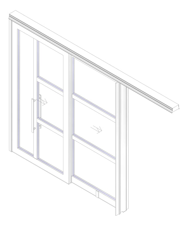 3D Documentation Image of Door Sliding LotusDoors Chorus Dual Cavity