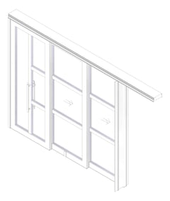 3D Documentation Image of Door Sliding LotusDoors Chorus Triple Cavity