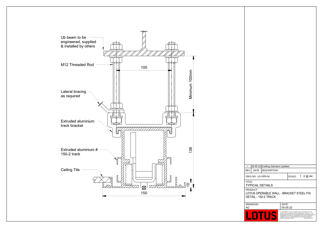Navigate to LD-OPR-04 - LOTUS OPERABLE WALL - BRACKET STEEL FIX DETAIL - 152-2 TRACK