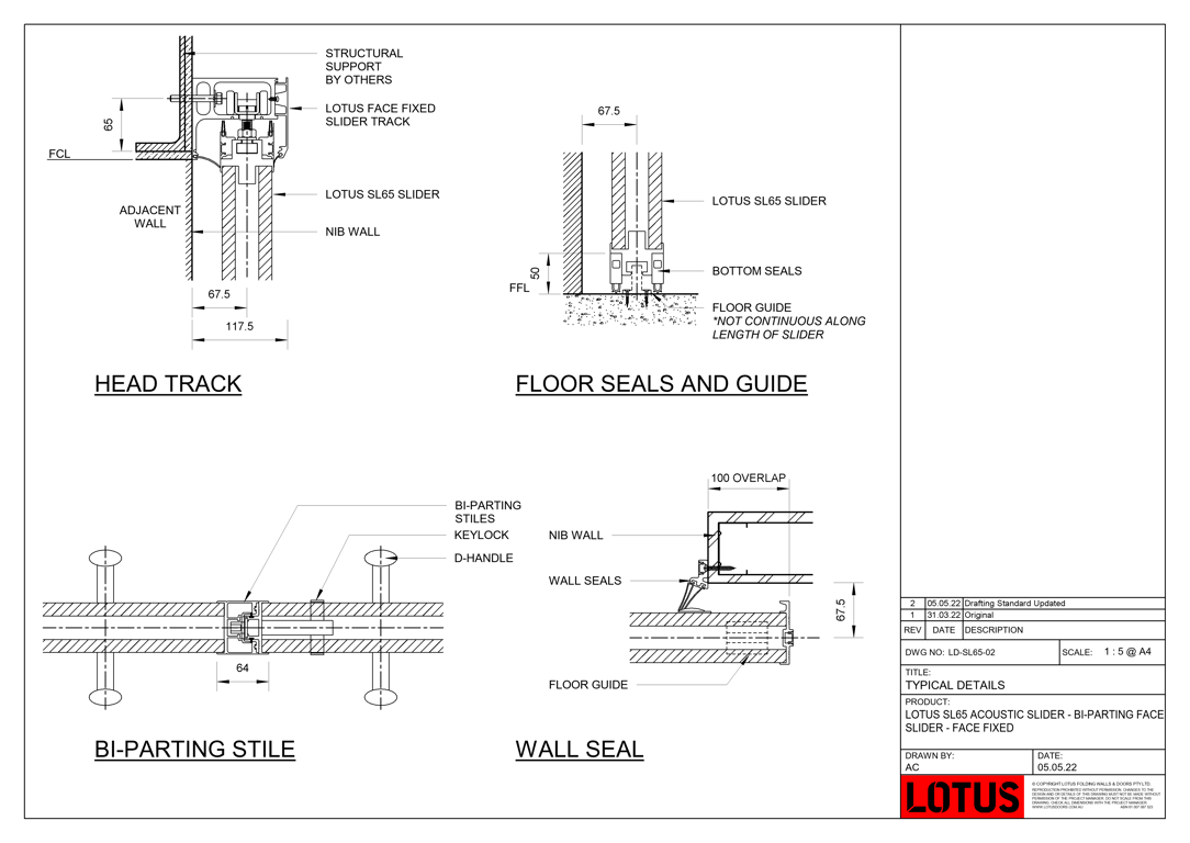 Navigate to LD-SL65-02 - LOTUS SL65 ACOUSTIC SLIDER - BI-PARTING FACE SLIDER - FACE FIXED