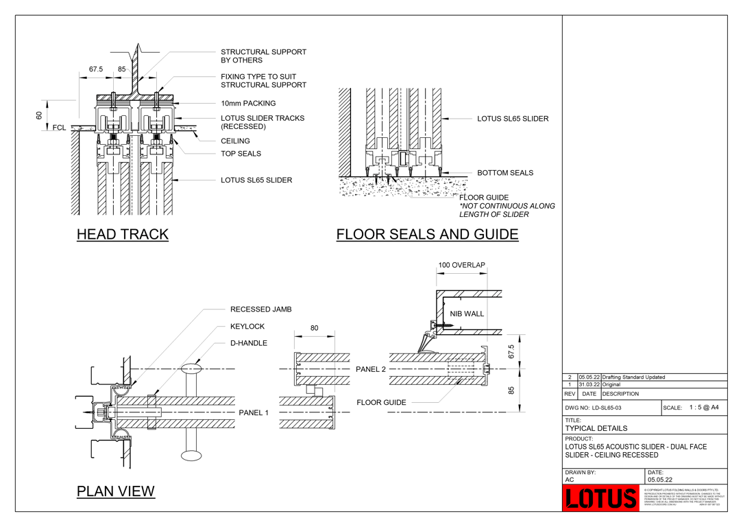 Navigate to LD-SL65-03 - LOTUS SL65 ACOUSTIC SLIDER - DUAL FACE SLIDER - CEILING RECESSED