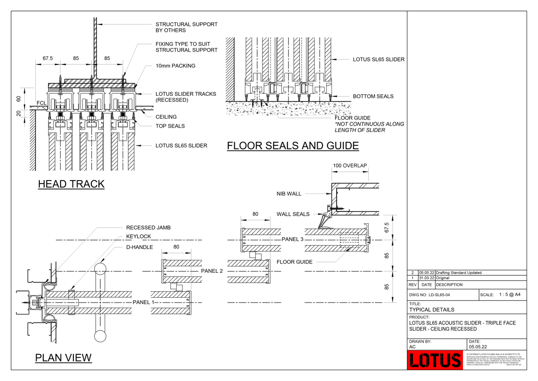 Navigate to LD-SL65-04 - LOTUS SL65 ACOUSTIC SLIDER - TRIPLE FACE SLIDER - CEILING RECESSED