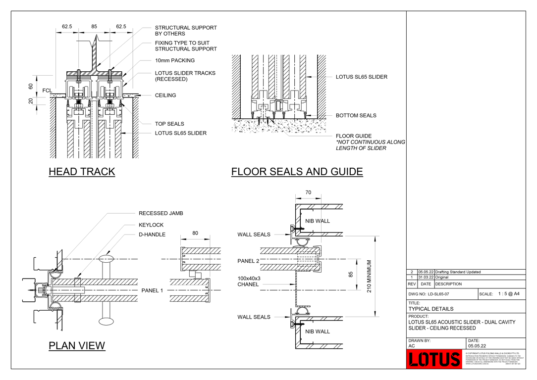 Navigate to LD-SL65-07 - LOTUS SL65 ACOUSTIC SLIDER - DUAL CAVITY SLIDER - CEILING RECESSED