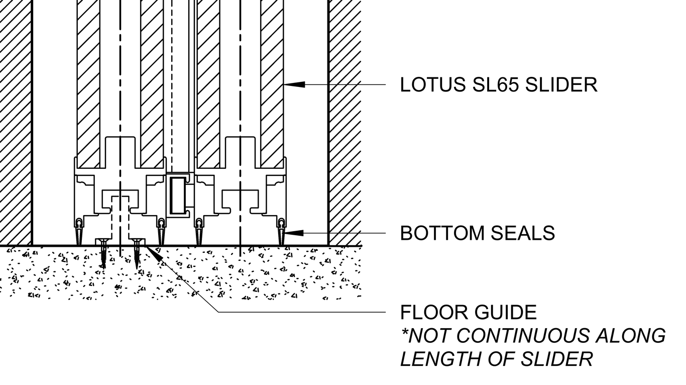  Image of SL65 - Dual Cavity Slider - Ceiling Recessed - Floor Seals And Guide