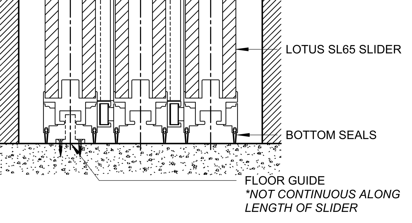 Navigate to SL65 - Triple Cavity Slider - Ceiling Recessed - Floor Seals And Guide