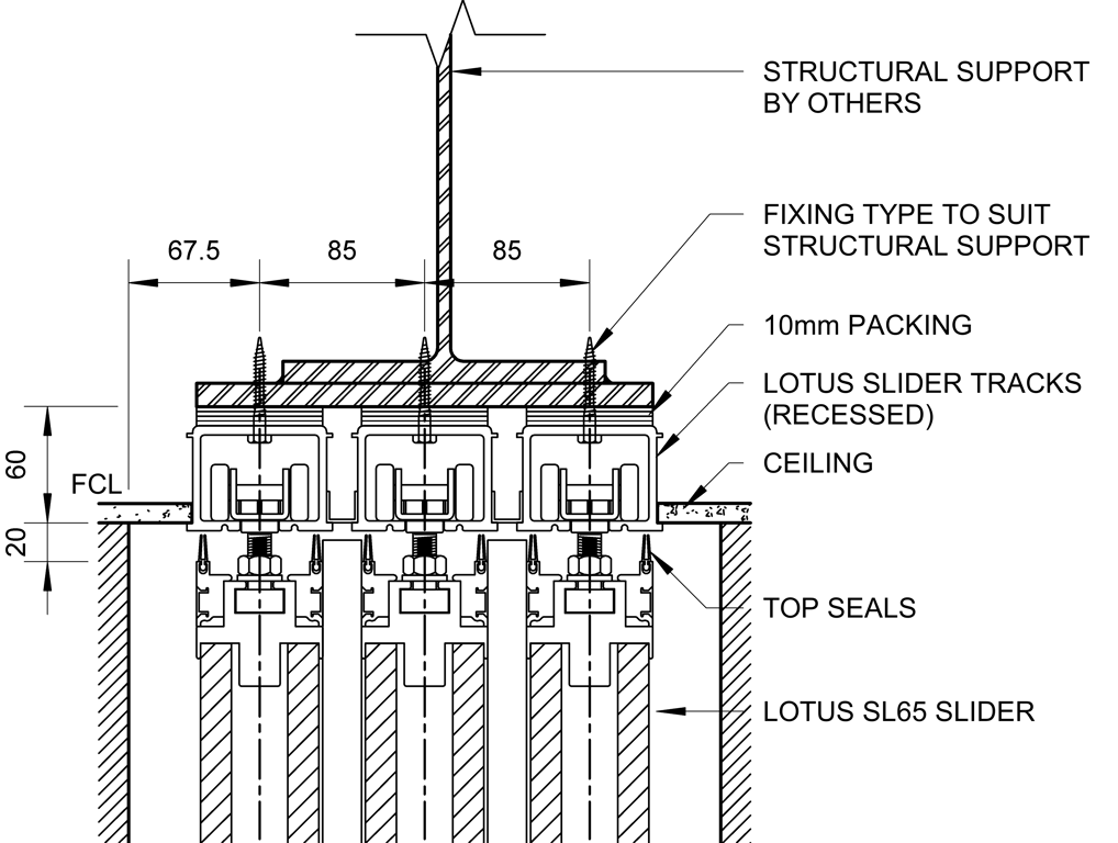 Navigate to SL65 - Triple Cavity Slider - Ceiling Recessed - Head Track