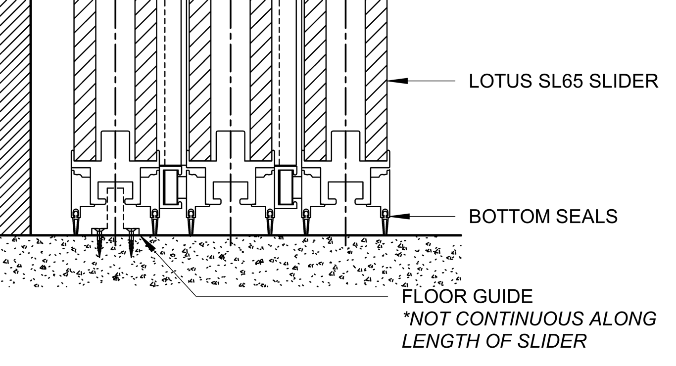 Navigate to SL65 - Triple Face Slider - Ceiling Recessed - Floor Seals And Guide