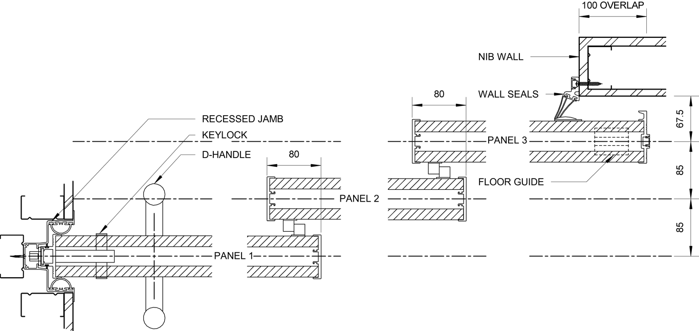 Navigate to SL65 - Triple Face Slider - Ceiling Recessed - Plan View