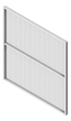 3D Shaded Image of SolarShading Elliptical Louvreclad BremerSeries Vertical