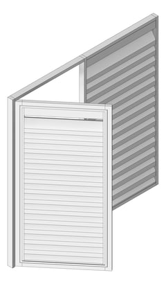 3D Shaded Image of Door LouvredSwing Louvreclad HudsonSeries 100 Horizontal