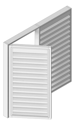 3D Shaded Image of Door LouvredSwing Louvreclad HudsonSeries 200 Horizontal