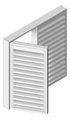 3D Shaded Image of Door LouvredSwing Louvreclad HudsonSeries 300 Horizontal