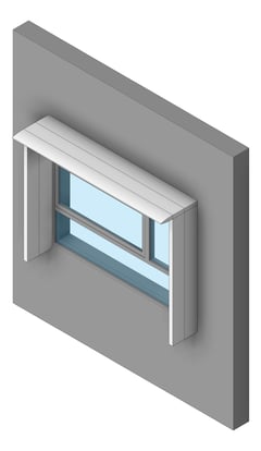 3D Shaded Image of SolarShading Modular Louvreclad CapriceSeries WindowHood