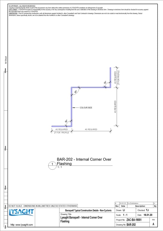 Navigate to BAR-202 - Lysaght Baroque® - Internal Corner Over Flashing
