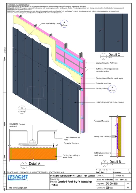 D03-02a - Lysaght Dominion® Panel - Ply Fix Methodology - Vertical