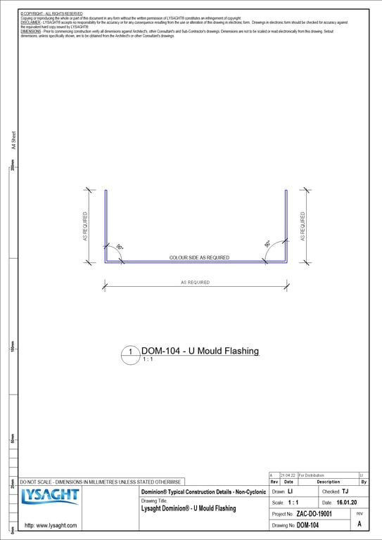Navigate to DOM-104 - Lysaght Dominion® - U Mould Flashing