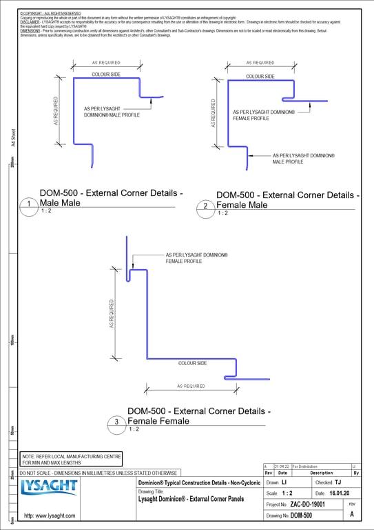 Navigate to DOM-500 - Lysaght Dominion® - External Corner Panels
