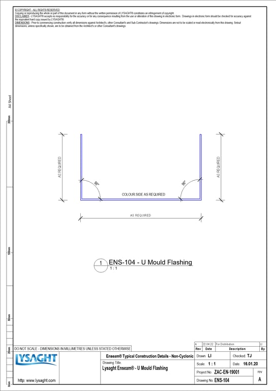 Navigate to ENS-104 - Lysaght Enseam® - U Mould Flashing