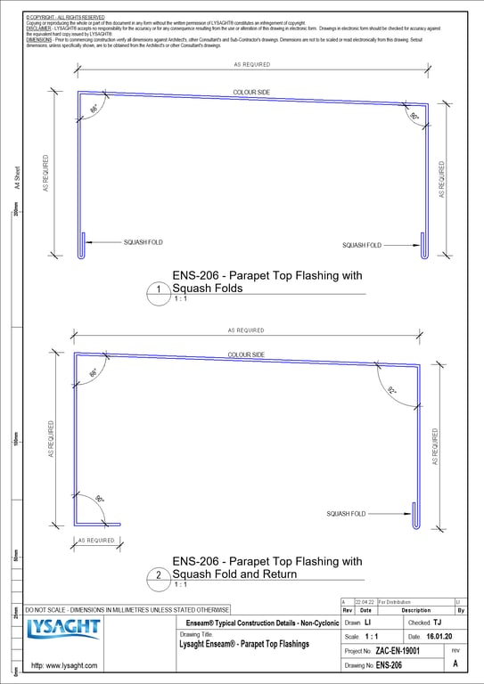 Navigate to ENS-206 - Lysaght Enseam® - Parapet Top Flashings