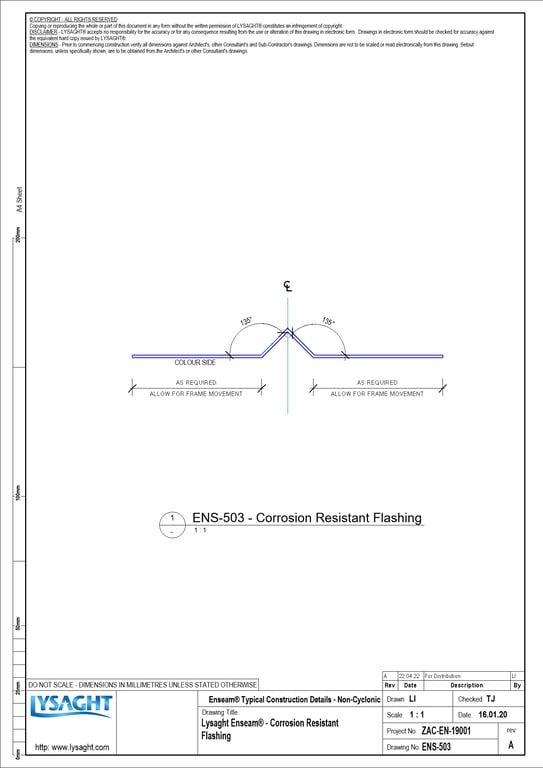 Navigate to ENS-503 - Lysaght Enseam® - Corrosion Resistant Flashing