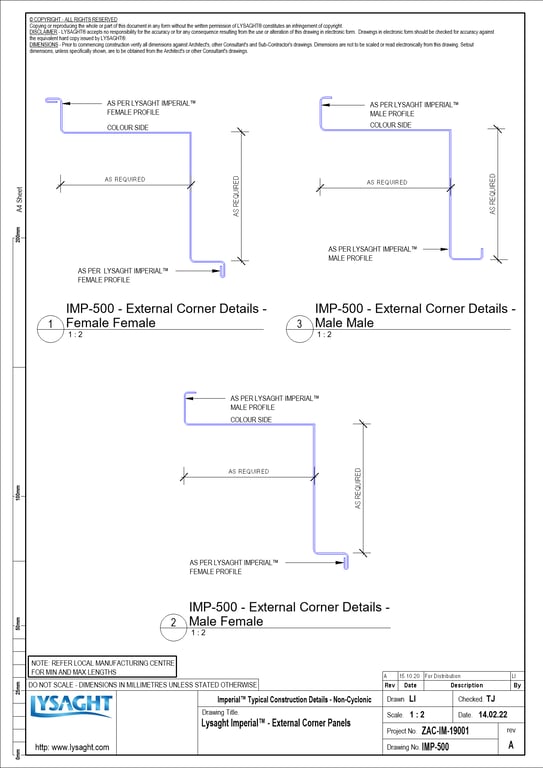 Navigate to IMP-500 - Lysaght Imperial™ - External Corner Panels