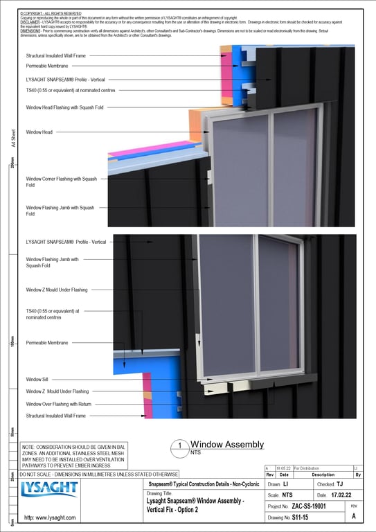 Navigate to S11-15 - Lysaght Snapseam® Window Assembly - Vertical Fix - Option 2