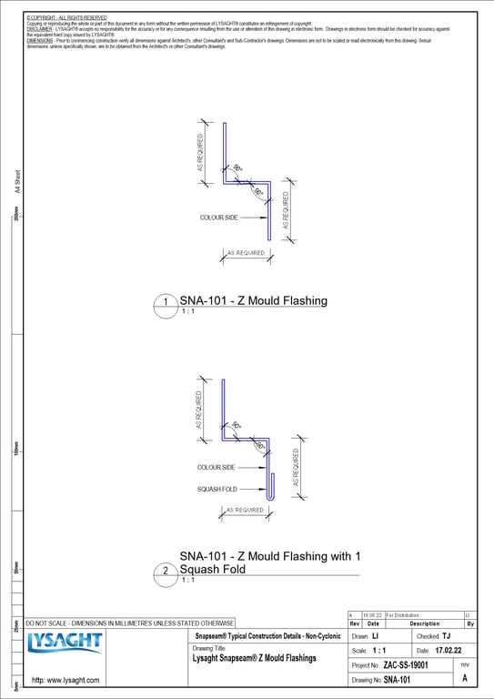 Navigate to SNA-101 - Lysaght Snapseam® Z Mould Flashings