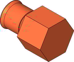 3D Shaded Image of KemPress Unions62 MMKembla CopperAlloy