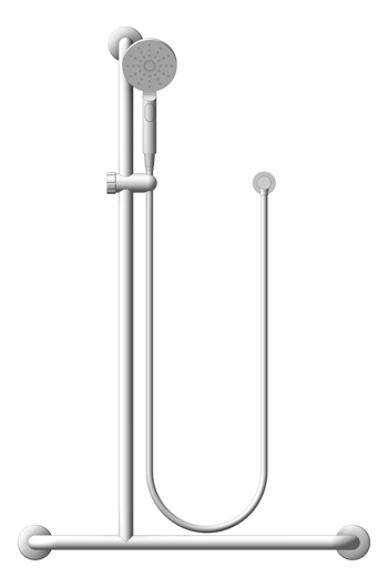 Front Image of ShowerRail Tshape Metlam Offset Flush Left ShowerKit