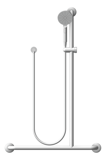Front Image of ShowerRail Tshape Metlam Offset Flush Right ShowerKit
